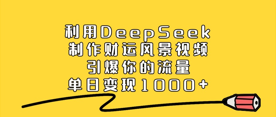 利用DeepSeek制作財運風景視頻，引爆視頻流量，單日變現1000+-玖兒的學習筆記